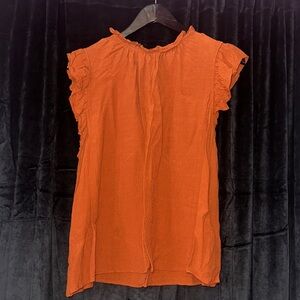 Women's Ruffled Sleeve Top - Orange